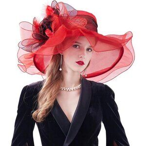Women's Kentucky Derby Church Dress Hat C3 Red
